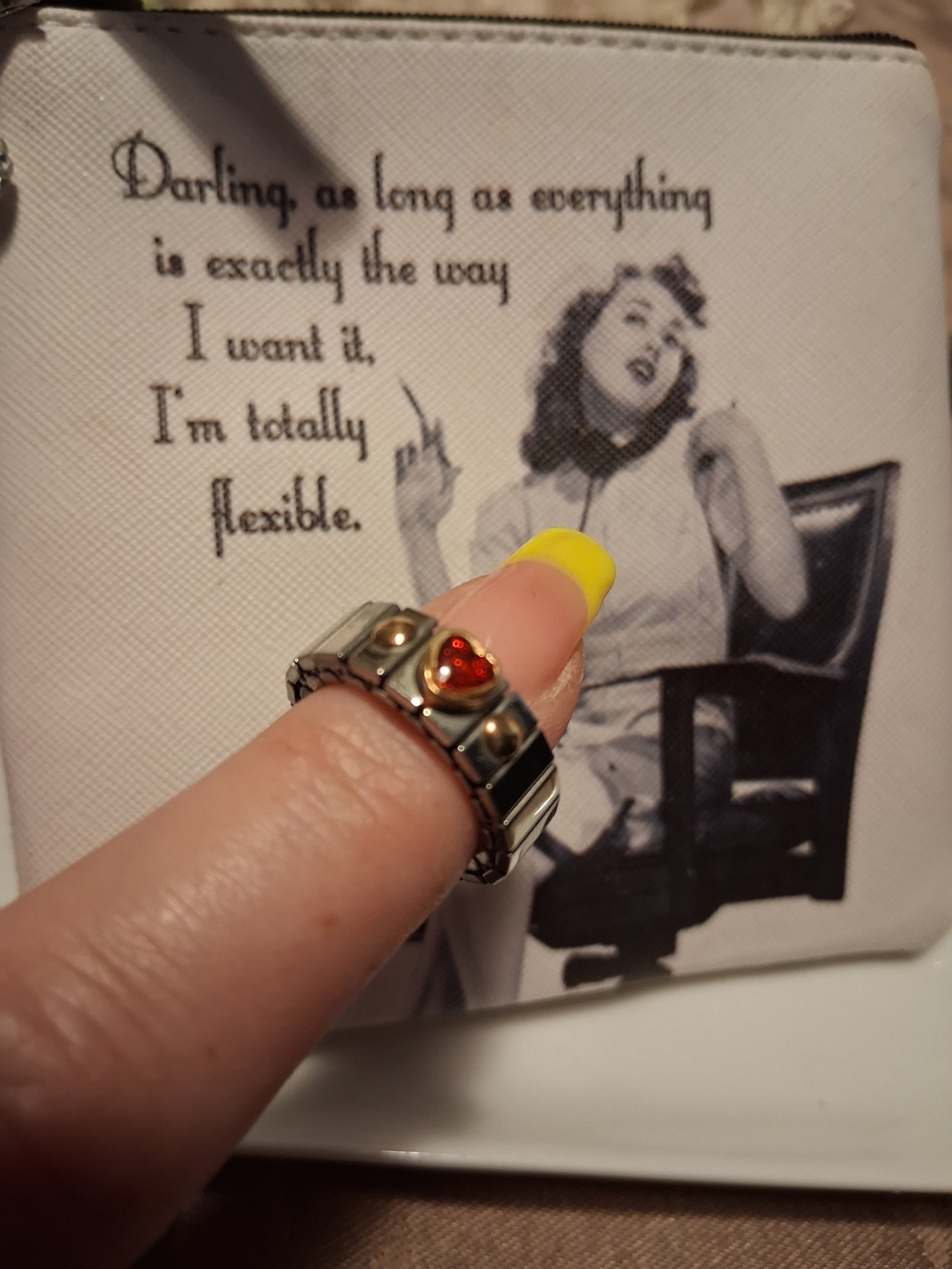 Stainless Steel Heart Ring with Red Enamel Accent - Picture 5 of 6